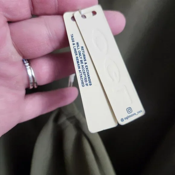 OGL Move Mockneck Tucks Slim Fit Midi Length Dress Ruched Olive Green Size M NEW - Picture 11 of 16